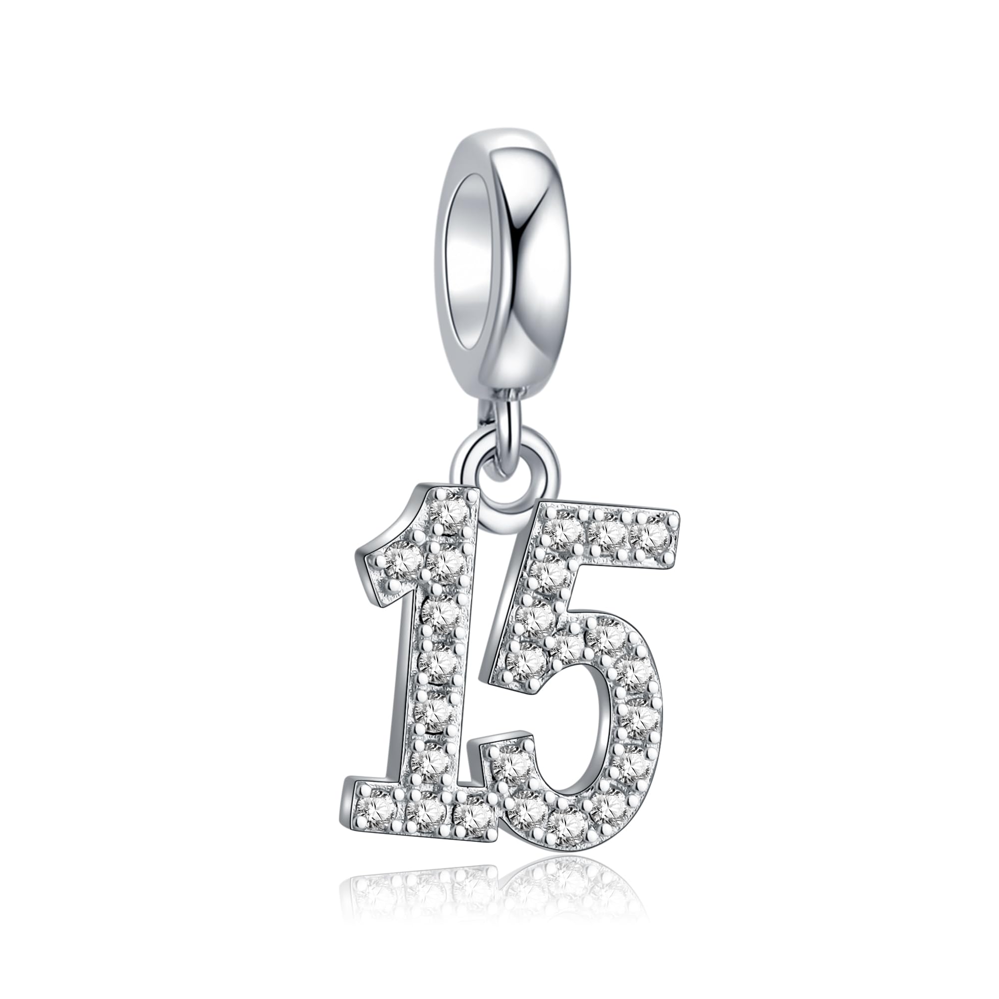 Amazon | 15、16、18、20、25、30、40、50、60 数字チャーム 輝く